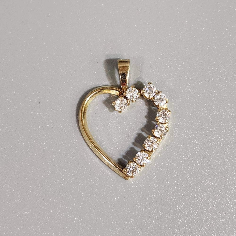 Genuine Vintage "PPC~14K GF~CZ" Heart Pendant With Cubic Zirconia Rhinestones